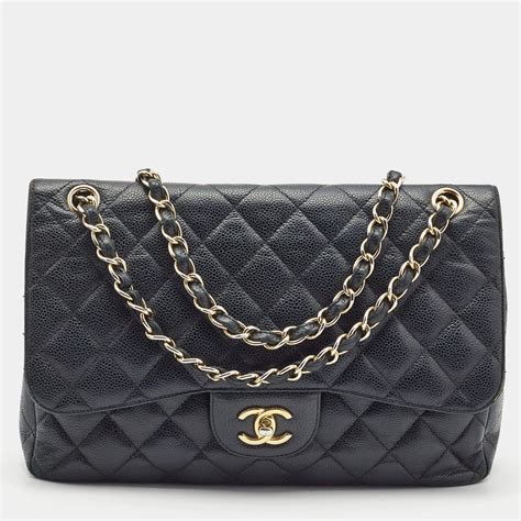 chanel jumbo so black caviar|Chanel Classic Double Flap Quilted Caviar Gold.